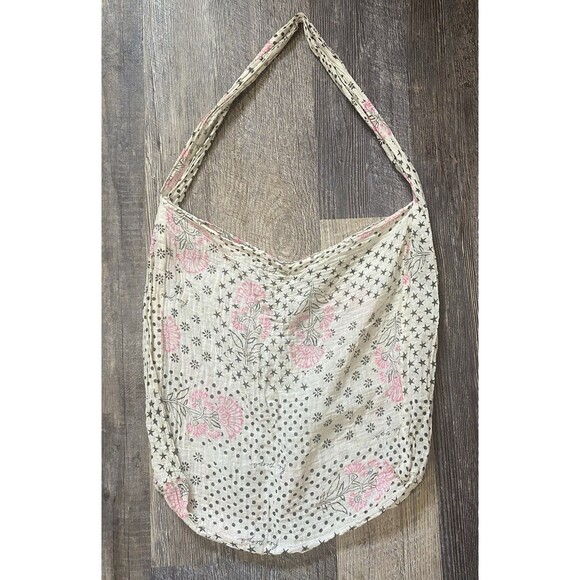 Free People Beach Reusable Shopping Tote Bag Floral Lightweight Gauze 15”x17” - Picture 2 of 5